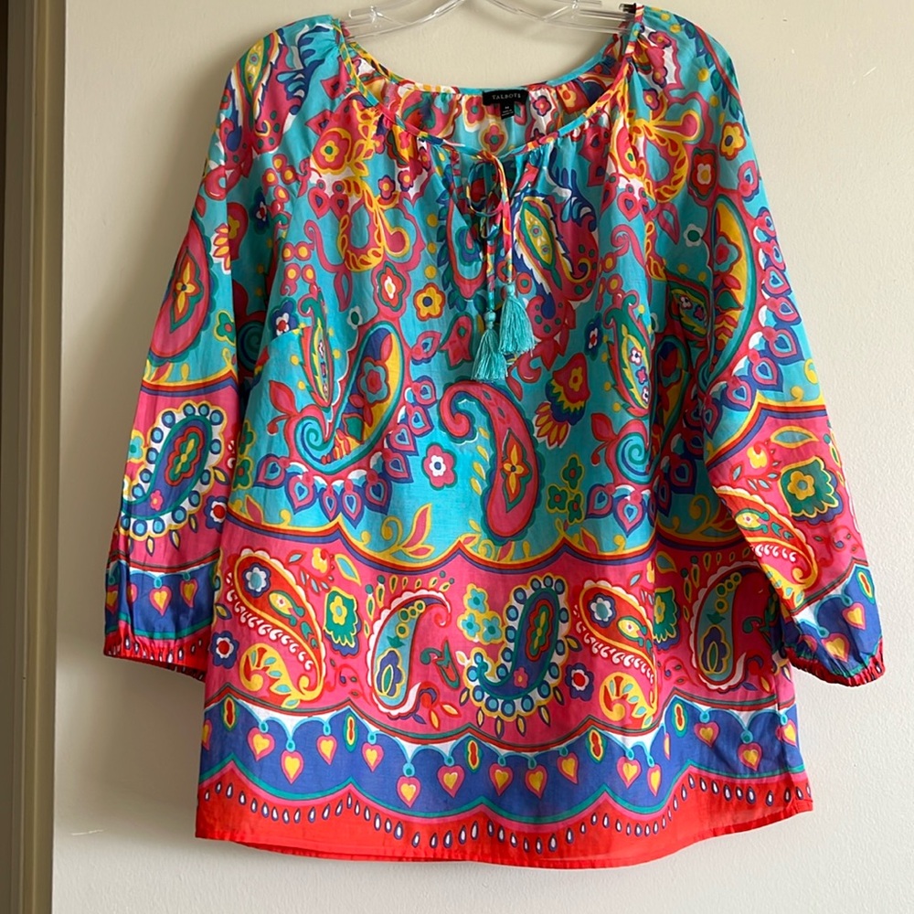 Talbots multicolor tie-front tunic